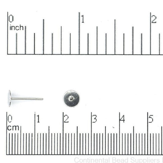 6mm Flat Back Glue-On Post Earwire. Stainless Steel. Sold by the Dozen - EW14SS