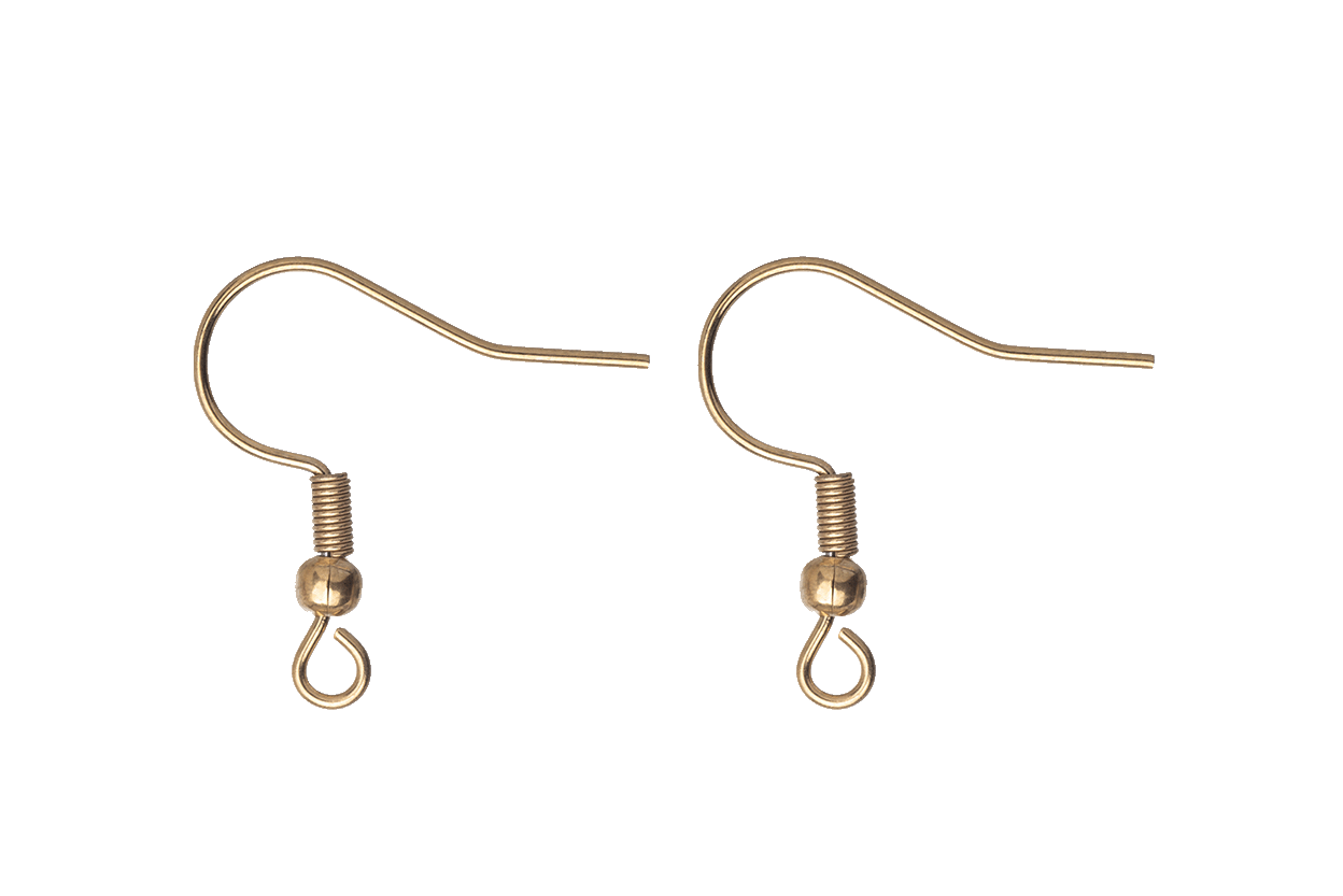 French Ear Wires for Making Earrings with Spring & Ball - Available in Waterproof Gold - Sold by the Dozen - EW1SS/G.