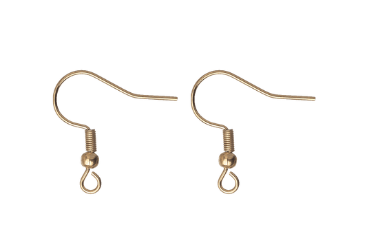 French Ear Wires for Making Earrings with Spring & Ball - Available in Waterproof Gold - Sold by the Dozen - EW1SS/G.