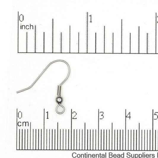 Spring and Ball Stainless Steel French Ear Wire. Sold by the Dozen - EW1SS