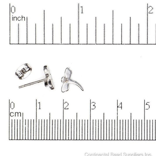 8.5mm Dragonfly Post Ear Wire Earring w/ Earnut - 316 Stainless Steel - Sold Individually - EW21SS