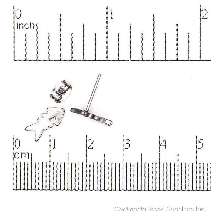 11.8mm Fishbone Post Earwire w/ Earnut - Made of 316 Stainless Steel - Sold Individually - EW22SS