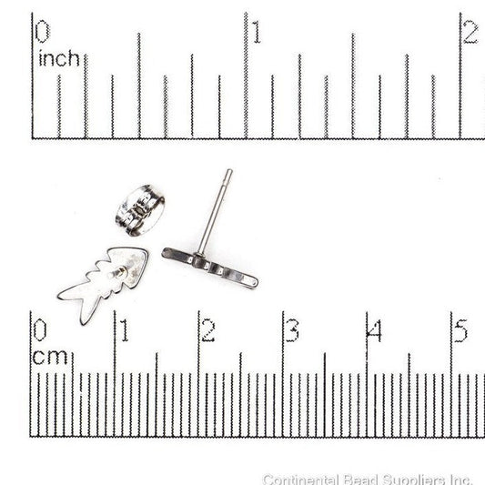 11.8mm Fishbone Post Earwire w/ Earnut - Made of 316 Stainless Steel - Sold Individually - EW22SS