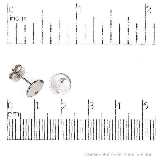 8mm Flat Perforated Disc Post Ear Wire Earring w/ Earnut - Made of 316 Stainless Steel - Sold Individually - EW23SS