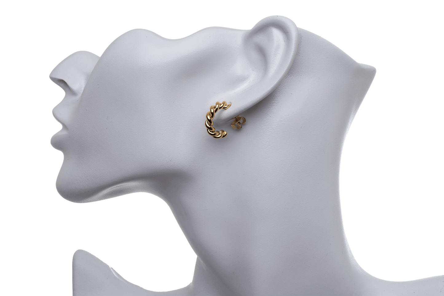 12mm Twisted Crescent Earrings w/ Earnut - Made of plated brass - Sold individually - EW5019