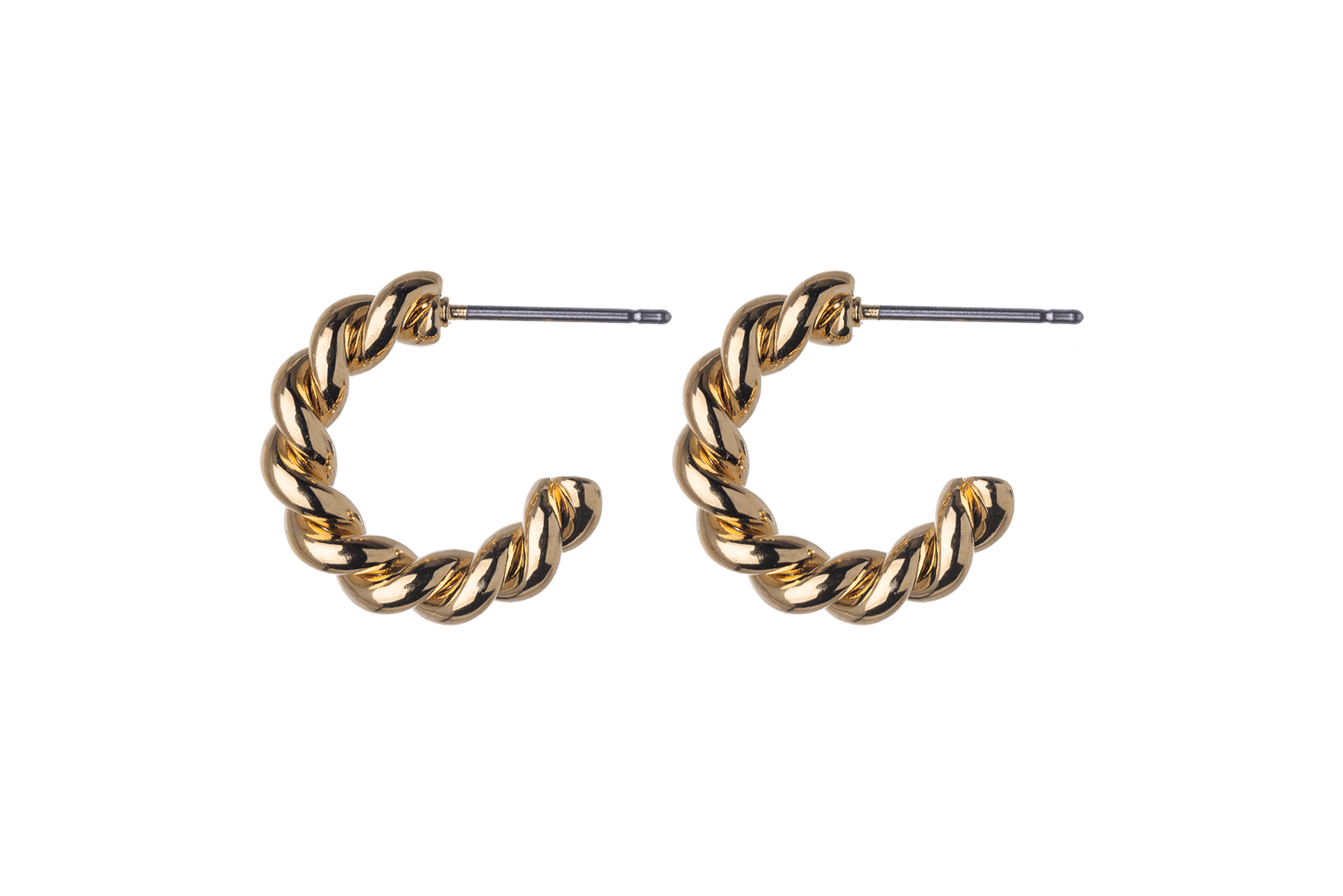 12mm Twisted Crescent Earrings w/ Earnut - Made of plated brass - Sold individually - EW5019