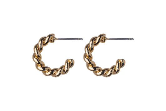 12mm Twisted Crescent Earrings w/ Earnut - Made of plated brass - Sold individually - EW5019