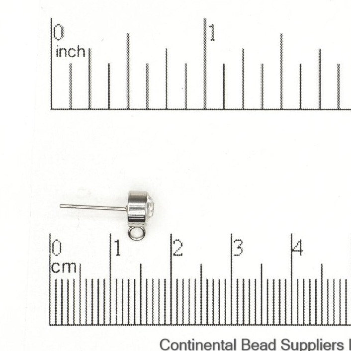 6mm Cubic Zirconia Post Ear Wire w/ Earnut - Made of stainless steel - Sold individually - EW6SS