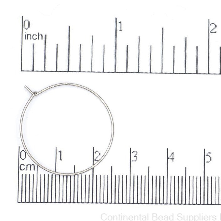 25mm Hoop Ear Wire Earring. Stainless Steel. Sold by the Dozen - EW8SS