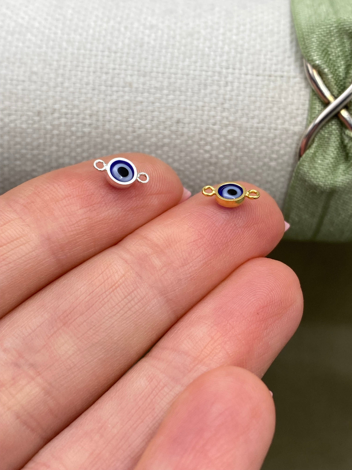 Blue Evil Eye Connectors 4mm - 3 Pack - B48