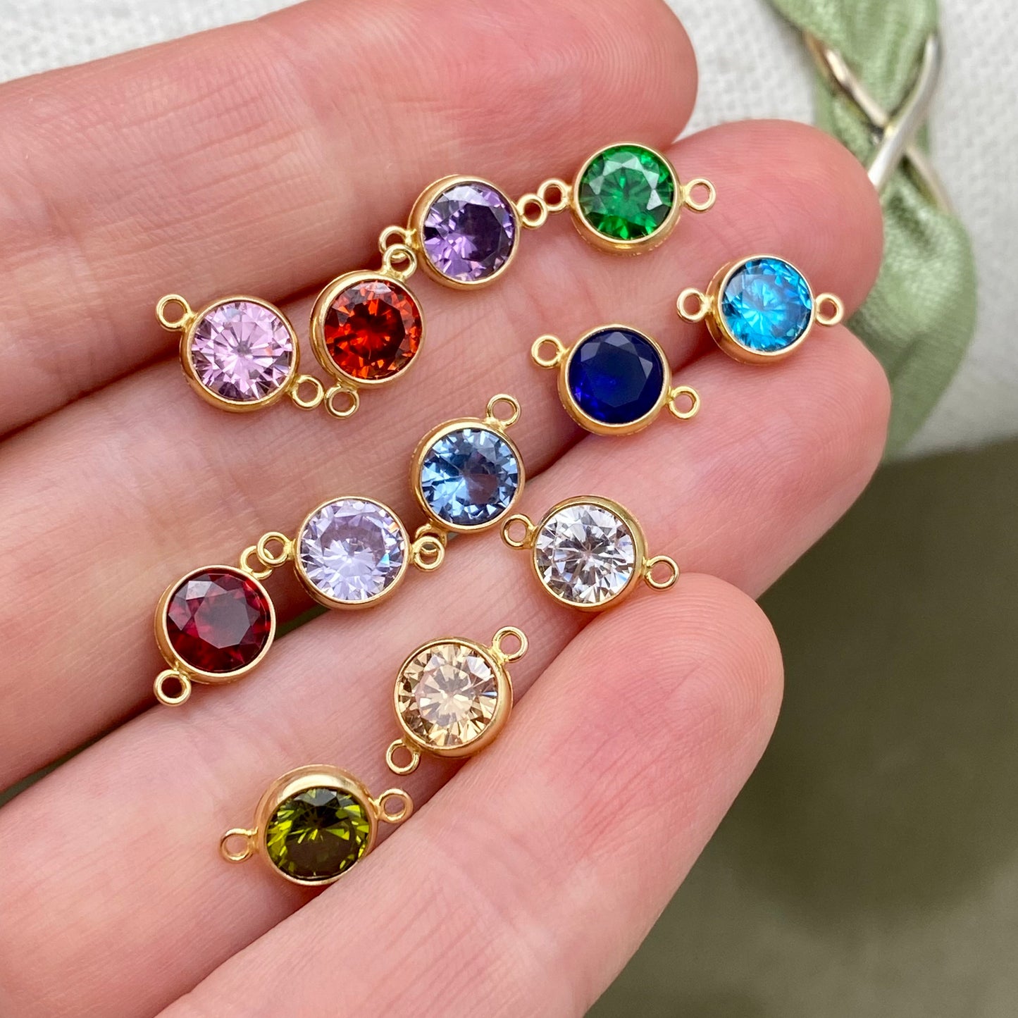 Luxe 6mm Birthstone Connectors - Gold Filled - 3 Pack/12 Pack - B45G - Luxe Colors