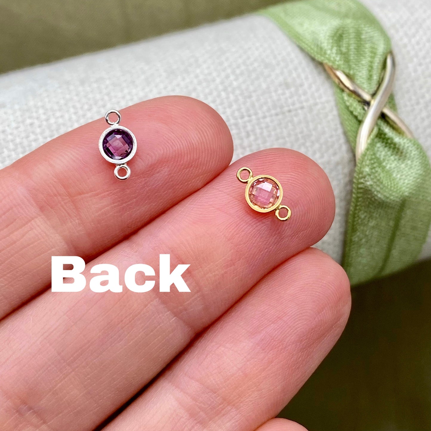 Luxe Flatback Birthstone Connectors 4mm - Sterling Silver - 3 Pack/12 Pack - B46S - Luxe Colors