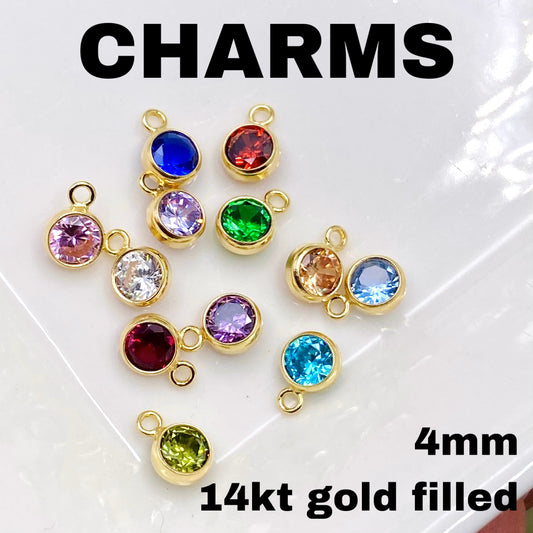 Luxe 4mm Birthstone Charms - Gold Filled - 2 Pack/12 Pack - B37G - Luxe Colors