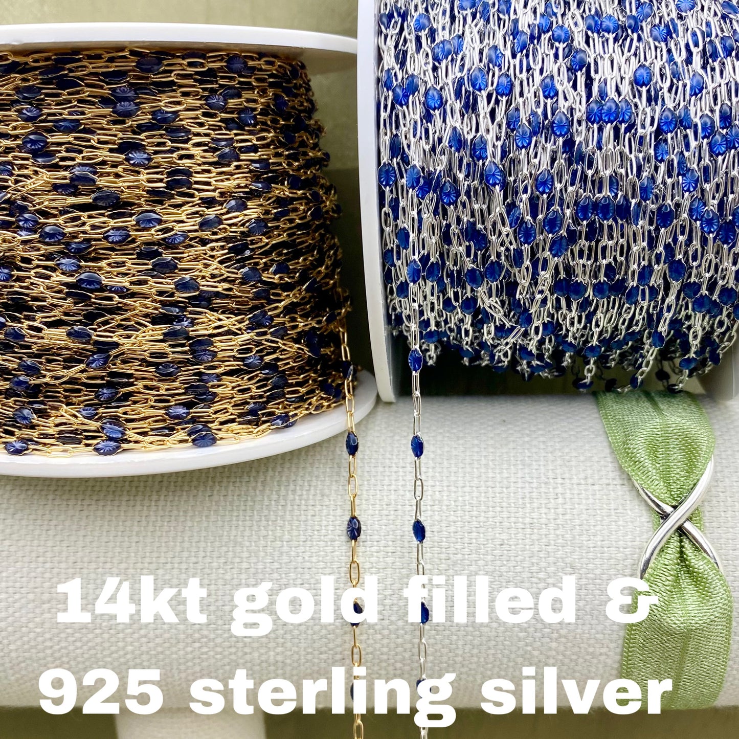 Cobalt Blue Enamel Chain - Sunburst - E26