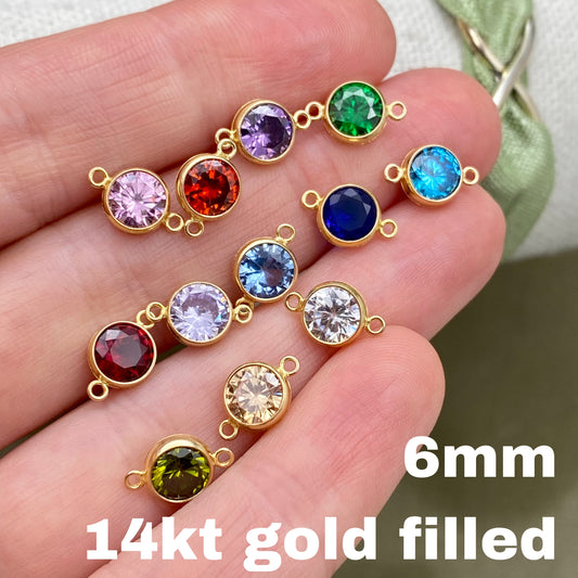 Luxe 6mm Birthstone Connectors - Gold Filled - 3 Pack/12 Pack - B45G - Luxe Colors