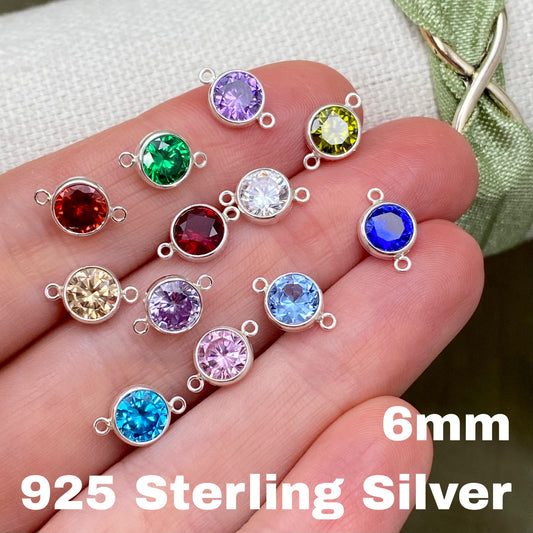 Luxe 6mm Birthstone Connectors - Sterling Silver - 3 Pack/12 Pack - B45S - Luxe Colors