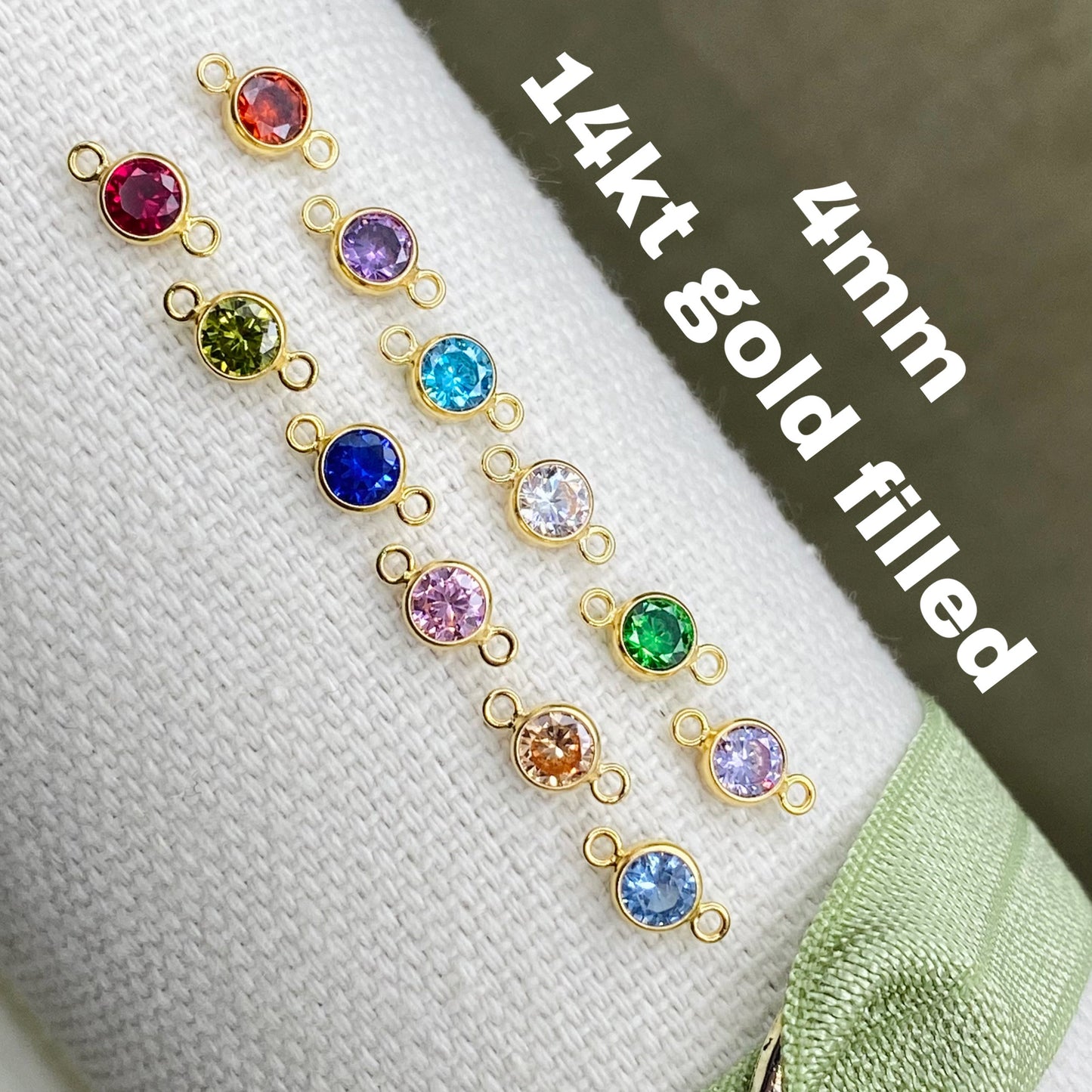 Luxe 4mm Birthstone Connectors Round - Sterling Silver - 3 Pack/12 Pack - B41S - Luxe Colors