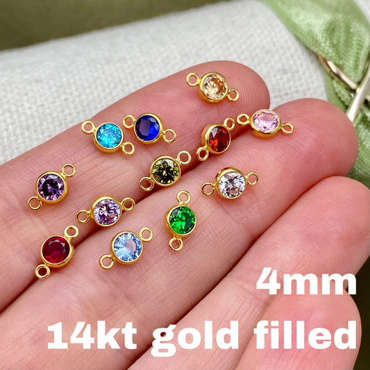 Luxe 4mm Birthstone Connectors Round - Gold Filled - 3 Pack/12 Pack - B41G - Luxe Colors