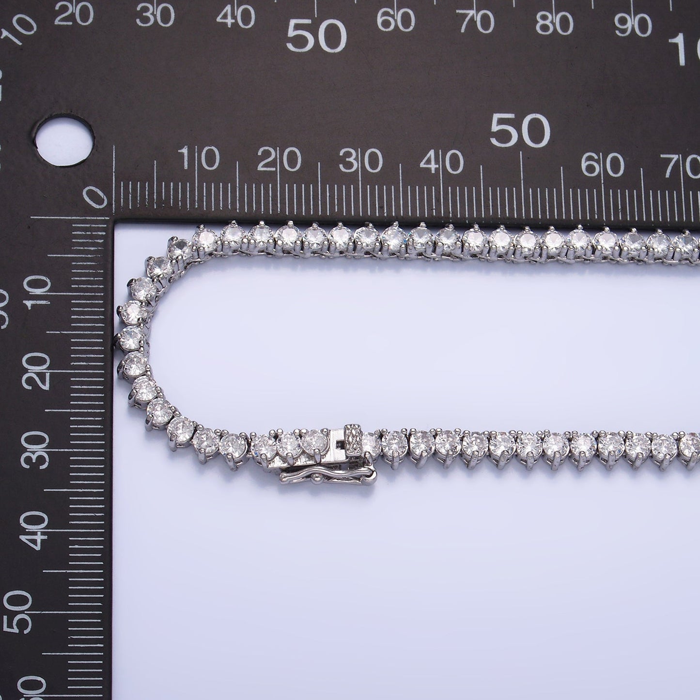 White Gold Filled 4.2mm Clear CZ Three-Prong Tennis Chain 16 Inch Necklace | WA-2662