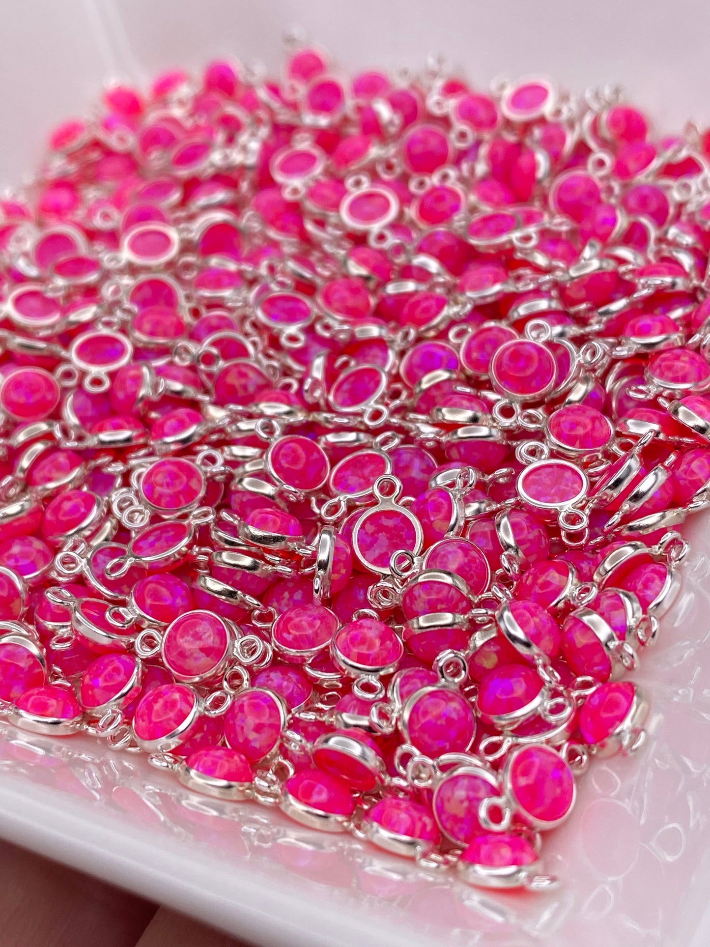 Hot Pink Opal Connectors 4mm - 3 Pack - B10