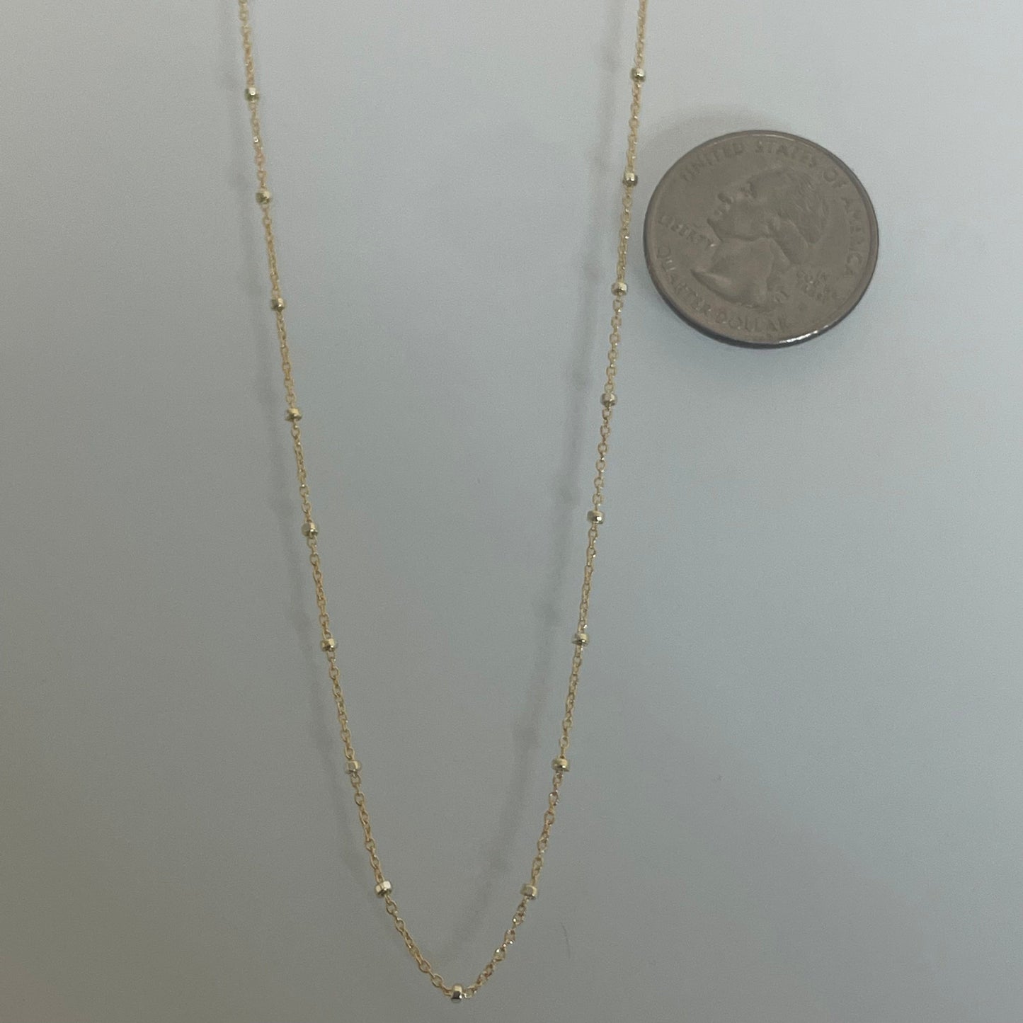 14Kt Gold Filled 1.4x1mm Satellite Chain With Silver Bead - 20ft