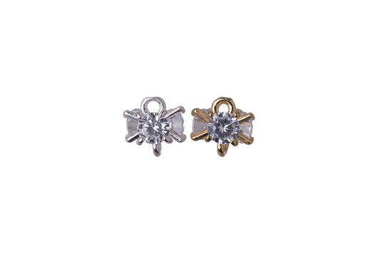 8mm x 7mm Cubic Zirconia Cluster Link Connector - Made of Plated Brass - Sold Individually - K112