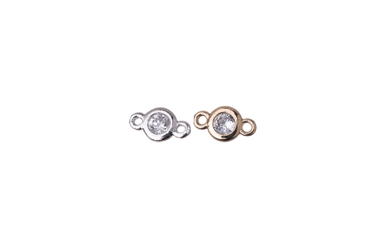 8.5mm x 4.25mm Cubic Zirconia Insert Donut Link Connector - Made of Plated Brass - Available in Silver and Gold - Sold Individually - K113