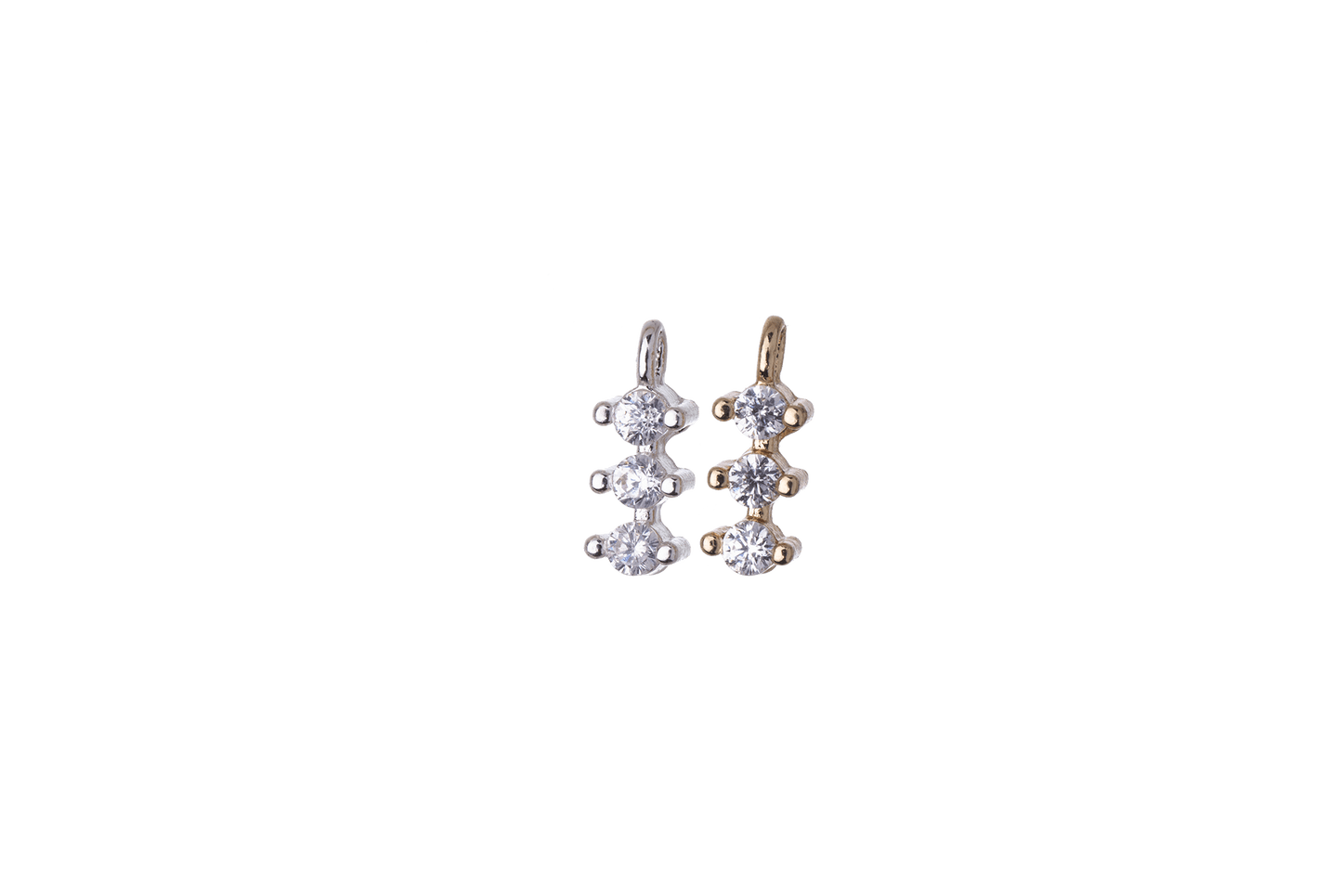 10.5mm x 3.5mm Cubic Zirconia Triple Drop Pendant - Plated Brass - Sold Individually - K114
