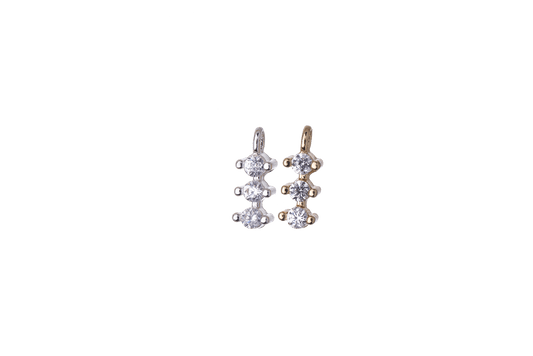 10.5mm x 3.5mm Cubic Zirconia Triple Drop Pendant - Plated Brass - Sold Individually - K114