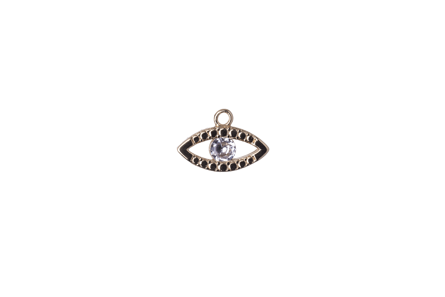 12.5mm x 9mm Cubic Zirconia Evil Eye Charm - Plated Brass - Sold Individually - K116