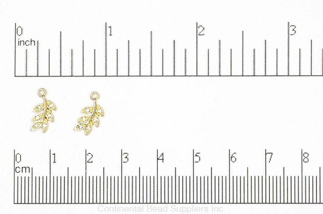 Leaf Charm with Cubic Zirconia Crystals - Sold Individually - K117