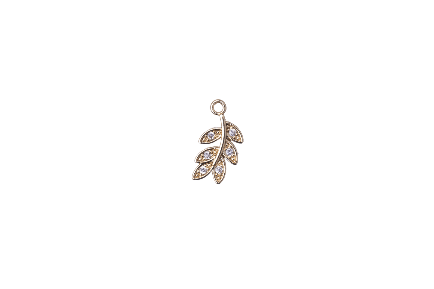 Leaf Charm with Cubic Zirconia Crystals - Sold Individually - K117