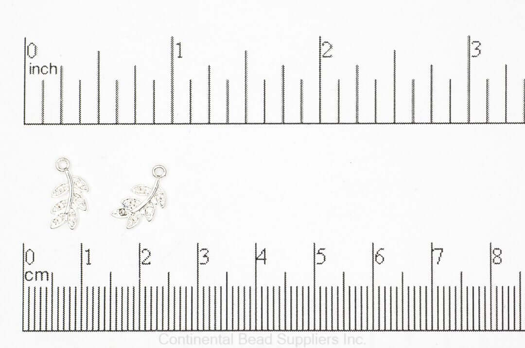 Leaf Charm with Cubic Zirconia Crystals - Sold Individually - K117