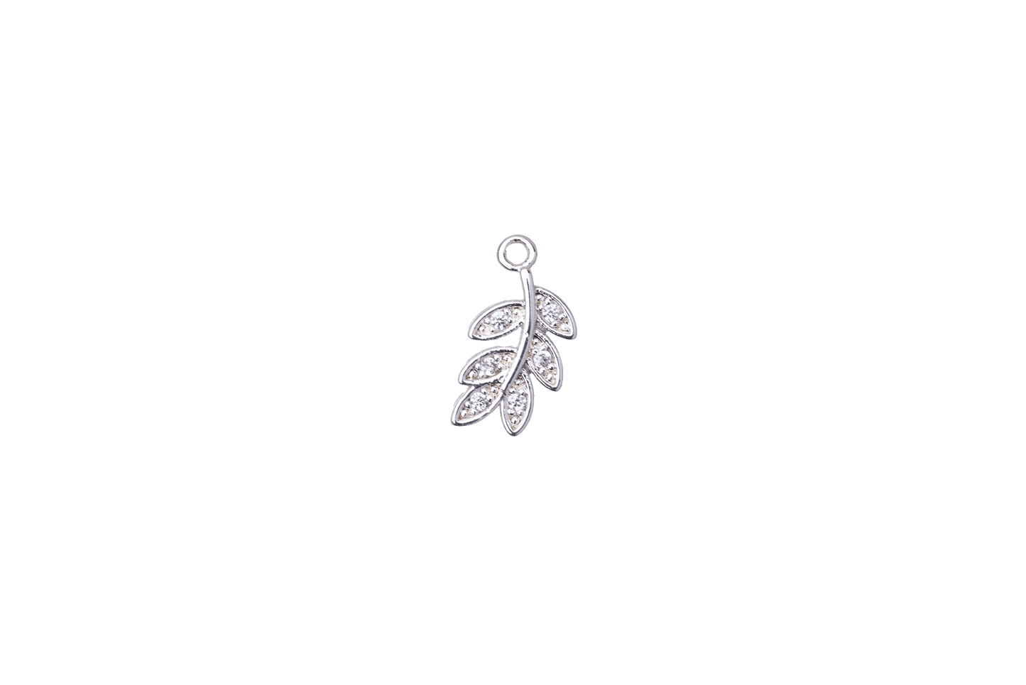 Leaf Charm with Cubic Zirconia Crystals - Sold Individually - K117