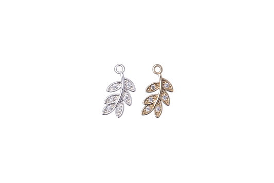 Leaf Charm with Cubic Zirconia Crystals - Sold Individually - K117