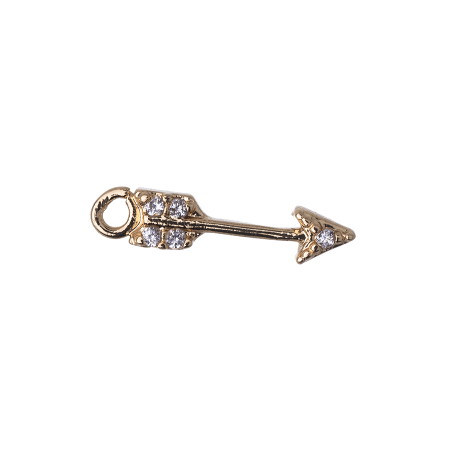 Arrow Charm with Cubic Zirconia Crystals - Available in Silver and Gold - Measures 13mm x 2.8mm - Sold Individually - K118