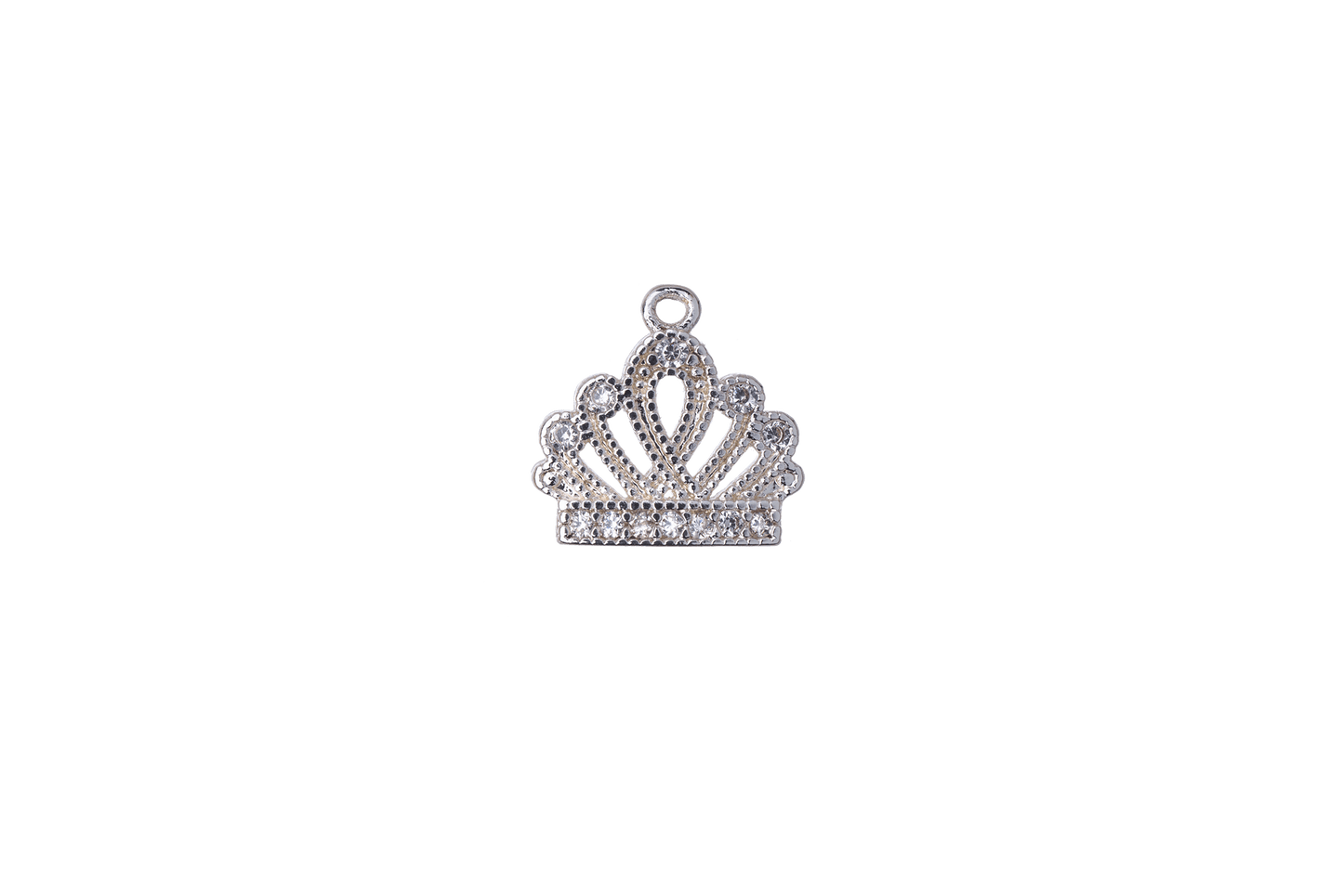 10mm x 9.75mm Cubic Zirconia Encrusted Crown Charm - Made of plated brass - Sold individually - K121