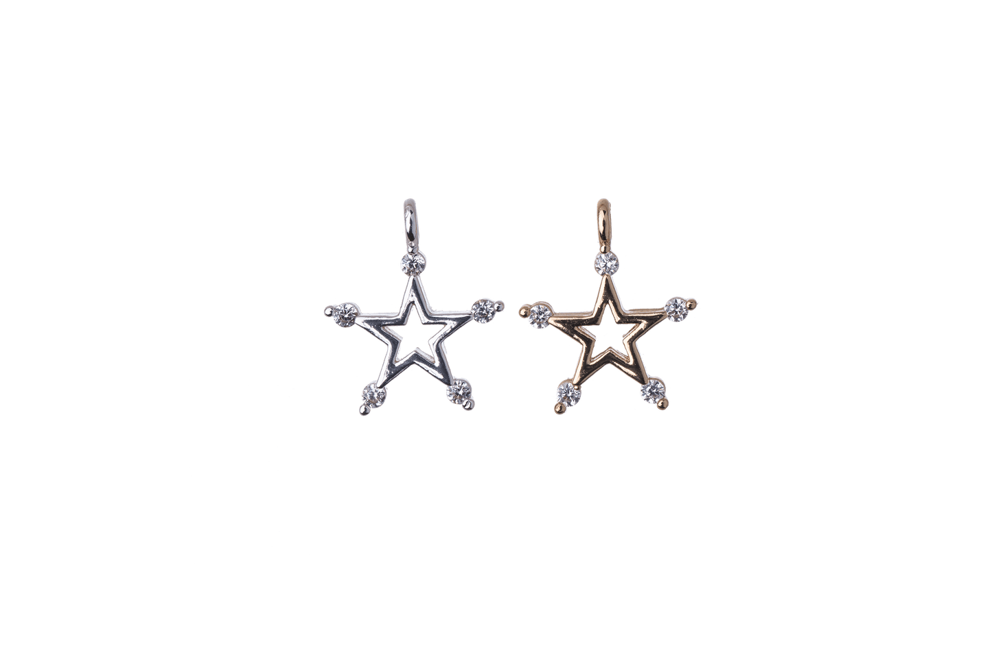 11.5mm x 9.5mm Cubic Zirconia Star Charm - Plated Brass - Sold Individually - K122