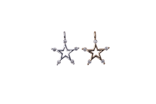 11.5mm x 9.5mm Cubic Zirconia Star Charm - Plated Brass - Sold Individually - K122