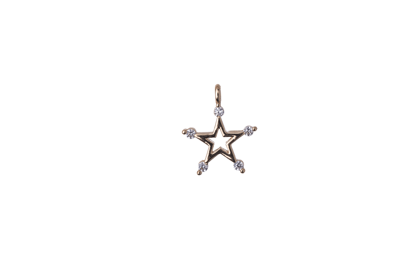 11.5mm x 9.5mm Cubic Zirconia Star Charm - Plated Brass - Sold Individually - K122