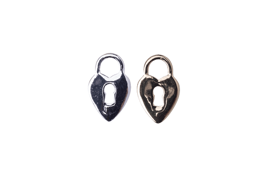 16mm x 10.25mm Heart Lock Charm - Plated Zinc - Sold Individually - K123