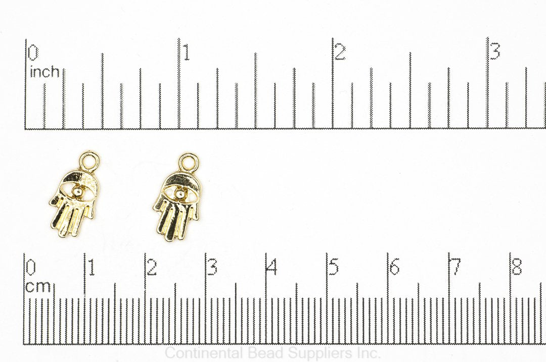 15.25mm x 8mm Hamsa Hand Charm - Plated Zinc - Sold Individually - K125