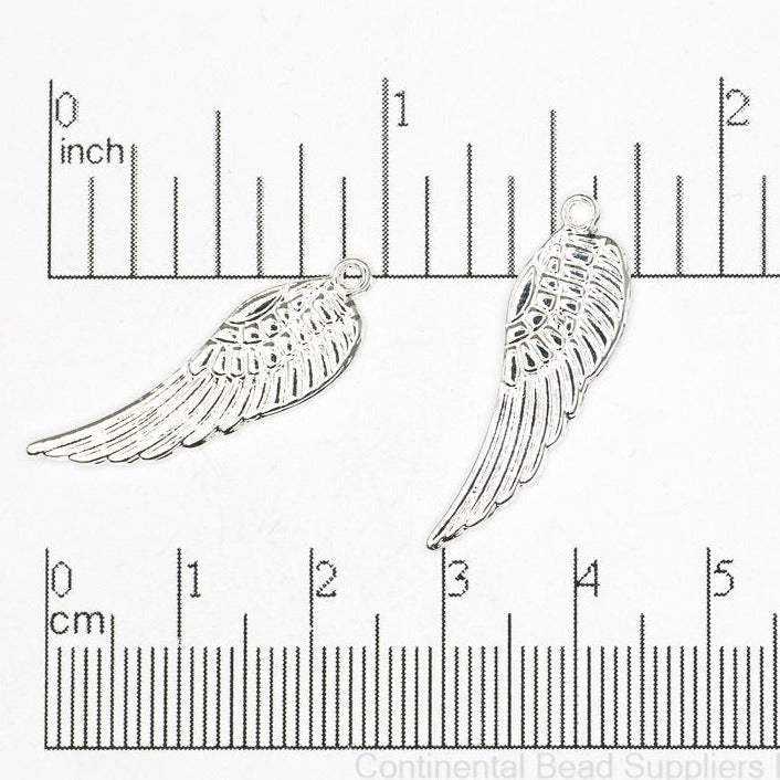 30mm x 9mm Angel Bird Wing Charm - Made of Plated Zinc - Sold Individually - K131