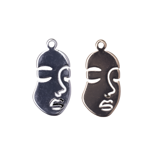 Woman's Face Charm Pendant 20mm x 10.5mm sold by the Piece - K133