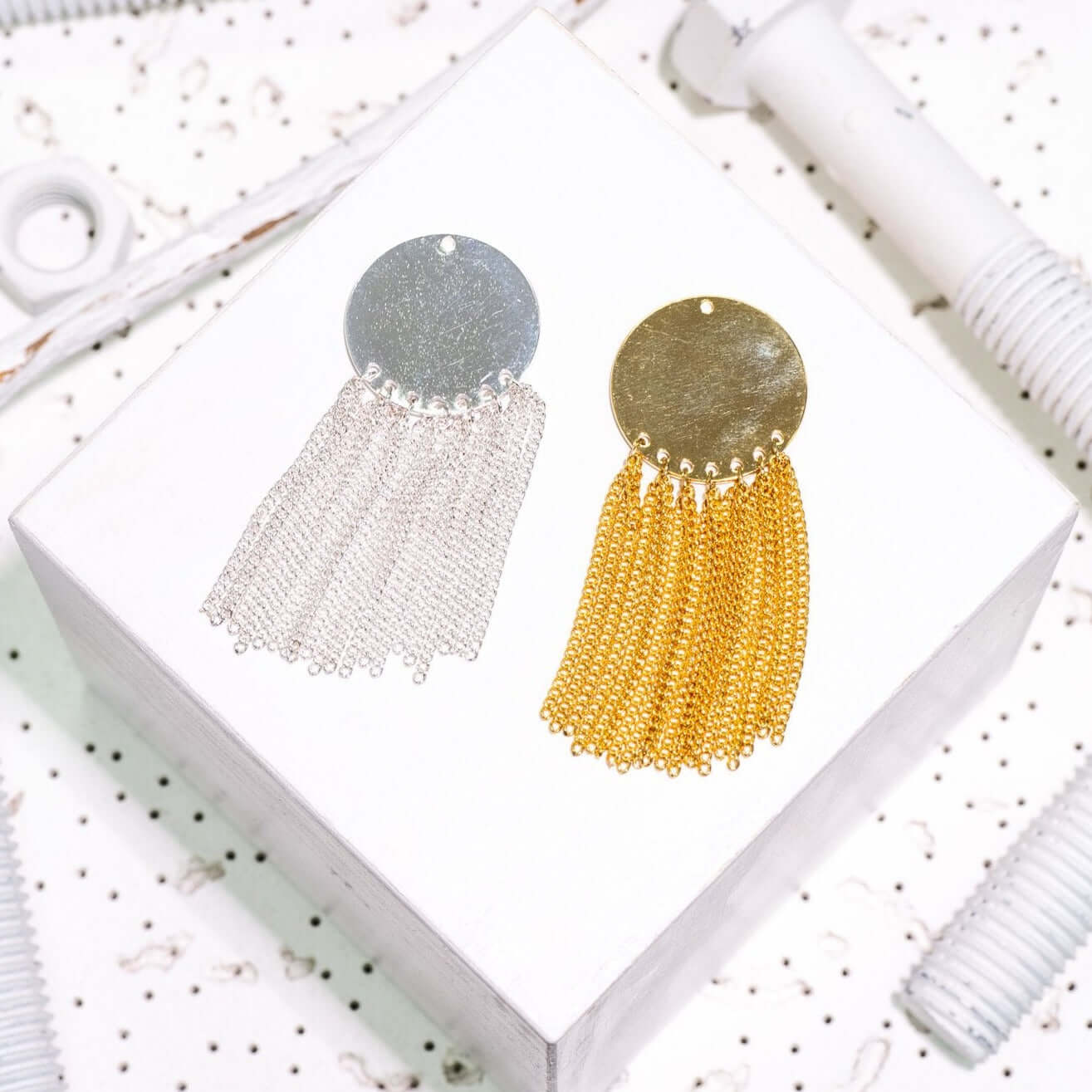 Stampable Round Tassel Charm Pendant 23.25mm x 60mm sold by the Piece - K134