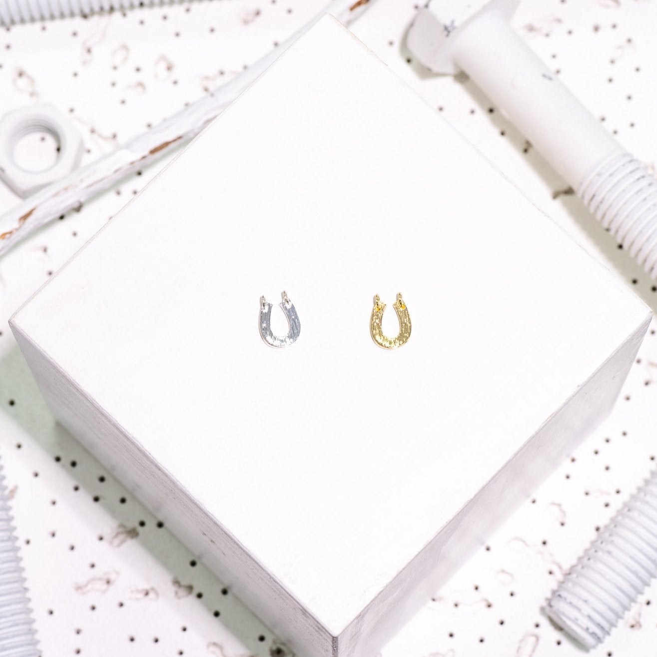 12mm x 8mm Horseshoe Charm - Made of Plated Brass - Sold Individually - K139