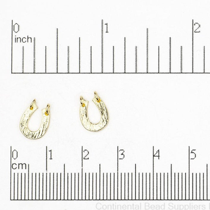 12mm x 8mm Horseshoe Charm - Made of Plated Brass - Sold Individually - K139