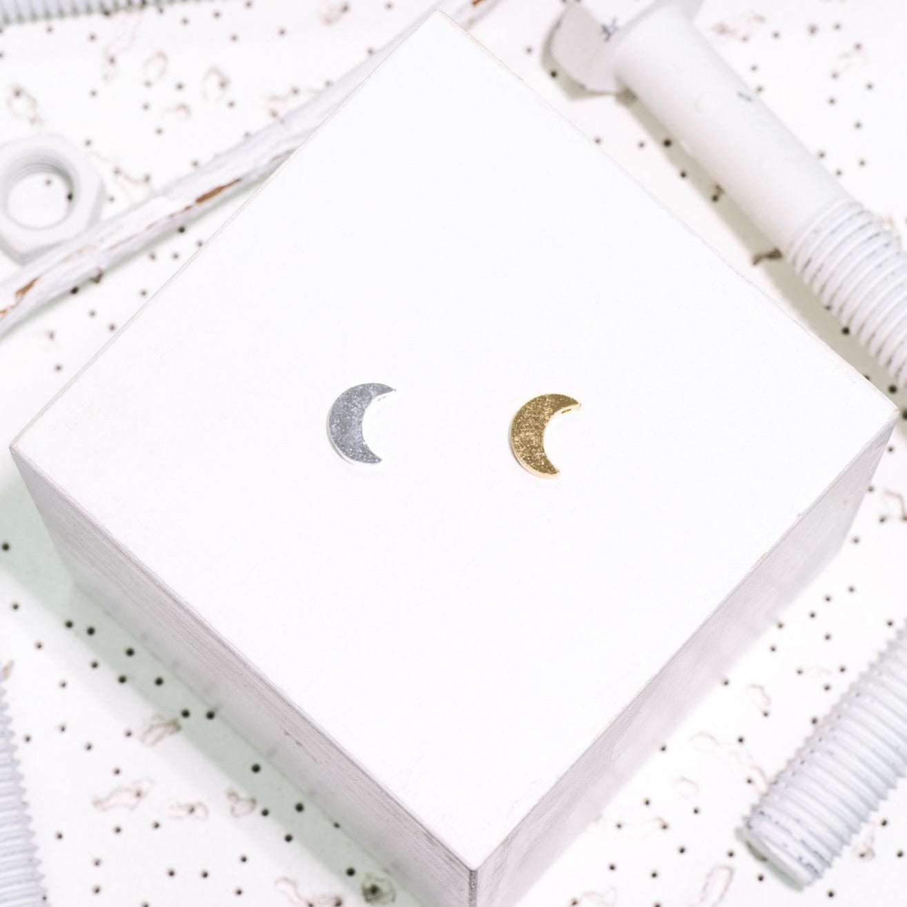 12mm x 8.5mm Crescent Moon Charm Pendant - 1mm Drilled Hole - Silver and Gold Finishes - Sold by the Piece - K144
