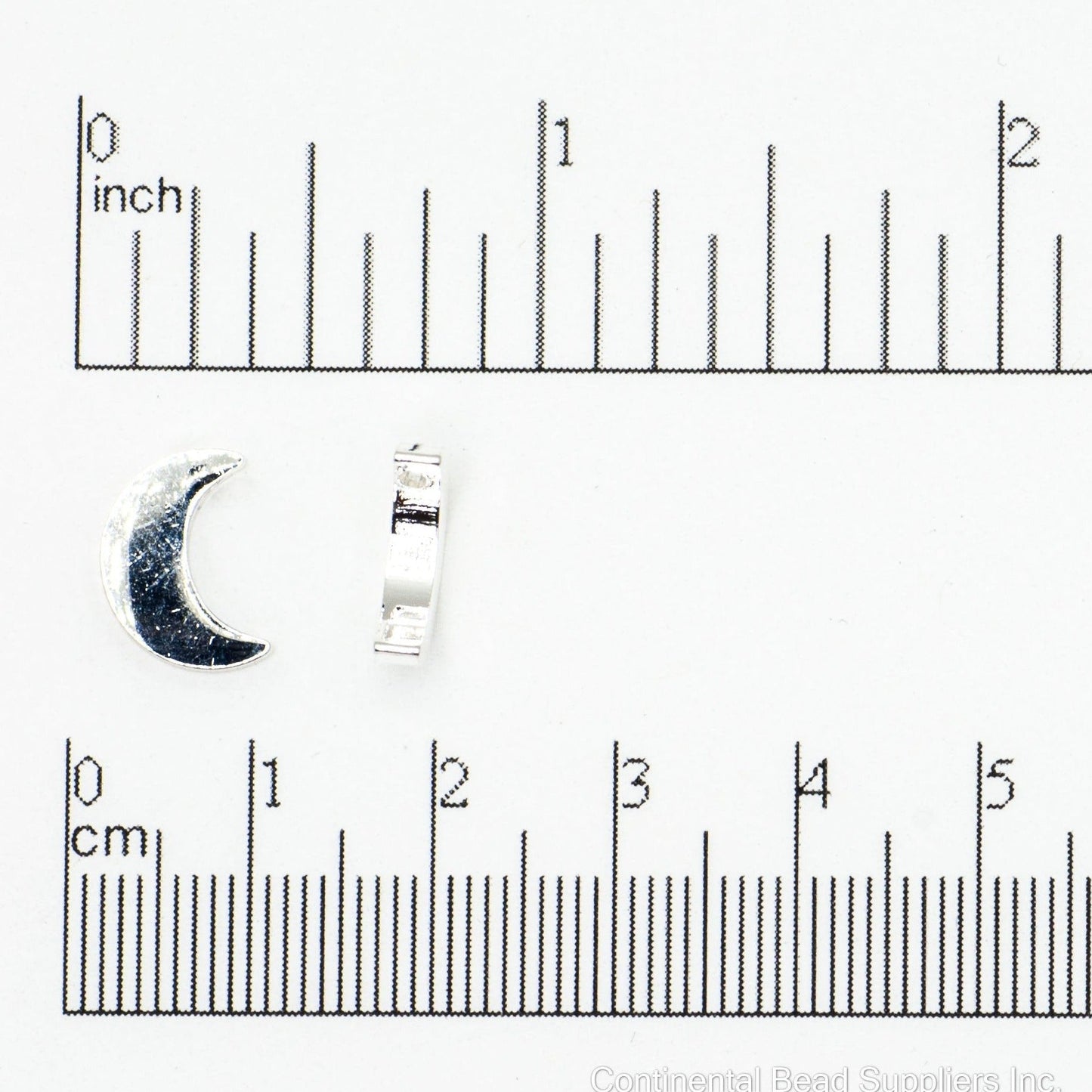 12mm x 8.5mm Crescent Moon Charm Pendant - 1mm Drilled Hole - Silver and Gold Finishes - Sold by the Piece - K144