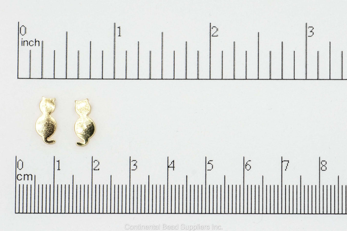 12.5mm x 5.5mm Cat Pendant - Made of Brass - Silver and Gold Finishes - 1mm Drilled Hole - Sold by the Piece - K145